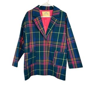 Thereabouts Green Plaid Jacket Coat Kids Brand Fit Women’s Large Bold Colorful